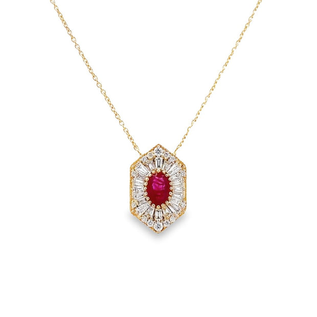 D.M. Kordansky 14K Yellow Gold Ruby & Diamond Necklace