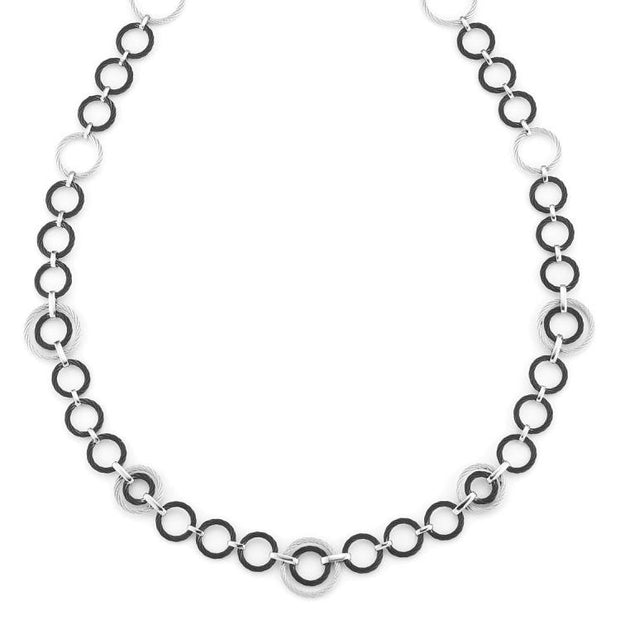 ALOR Black & Grey Cable Interlock Necklace