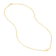 14K Yellow Gold Paperclip Cross Necklace