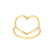 14K Yellow Gold Organic Open Heart Ring
