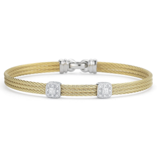 ALOR Yellow Cable Classic Stackable Bracelet with Double Square Stations