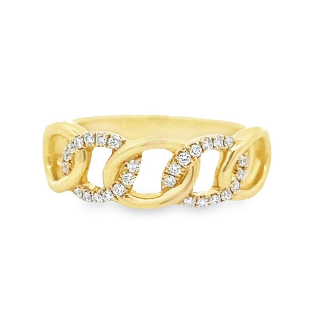14K Yellow Gold Link-Style Diamond Ring