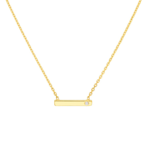 14K Yellow Gold Horizontal Staple Diamond Necklace