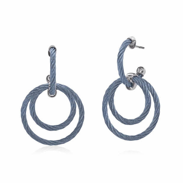 ALOR Caribbean Blue Cable Petite Triple Hoop Drop Earrings