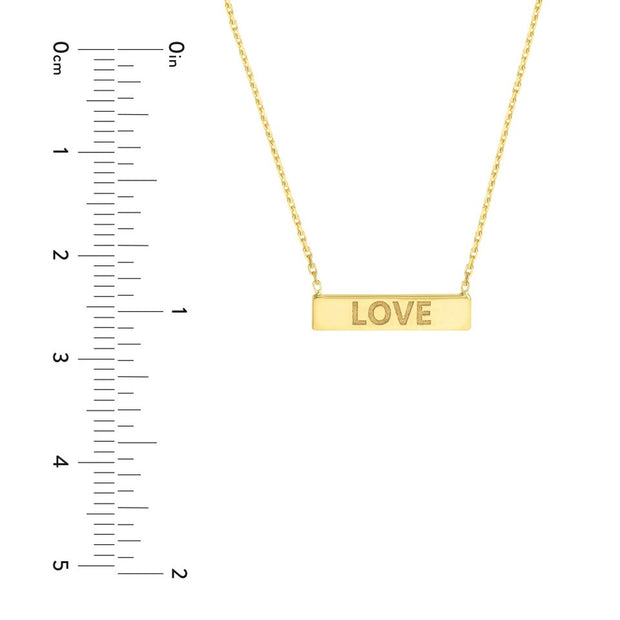 14K Yellow Gold Mini "Love" Bar Necklace