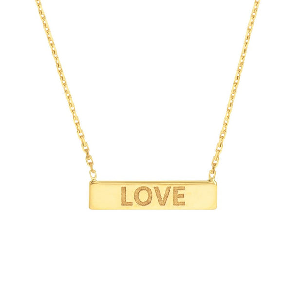 14K Yellow Gold Mini "Love" Bar Necklace