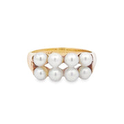 Estate 14K Yellow Gold Two Row Pearl Ring