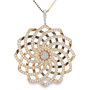 14K Yellow & White Gold Diamond Spiral Necklace