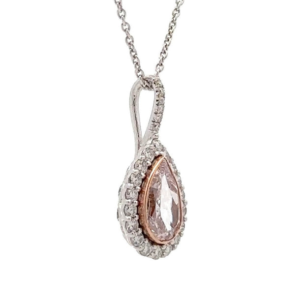 Platinum & 18K Rose Gold Pink & White Diamond Necklace