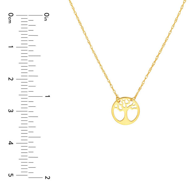 14K Yellow Gold So You Cutout Tree of Life Disc Necklace