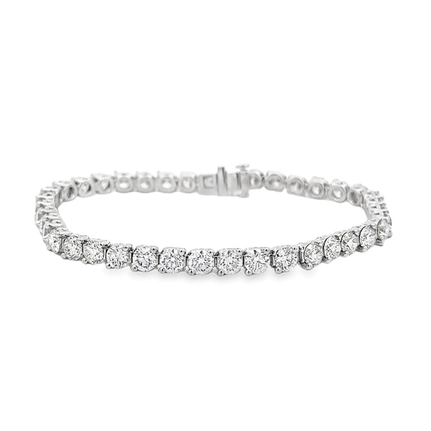 Platinum Two Prong Diamond Tennis Bracelet