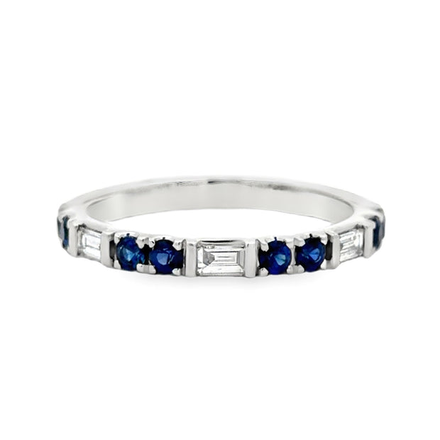 14K White Gold Sapphire & Diamond Stackable Ring