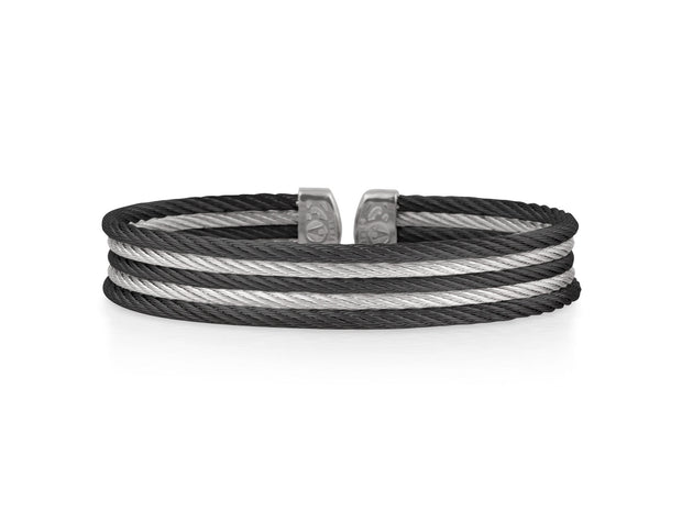 ALOR Black & Steel Grey Cable Mini Cuff