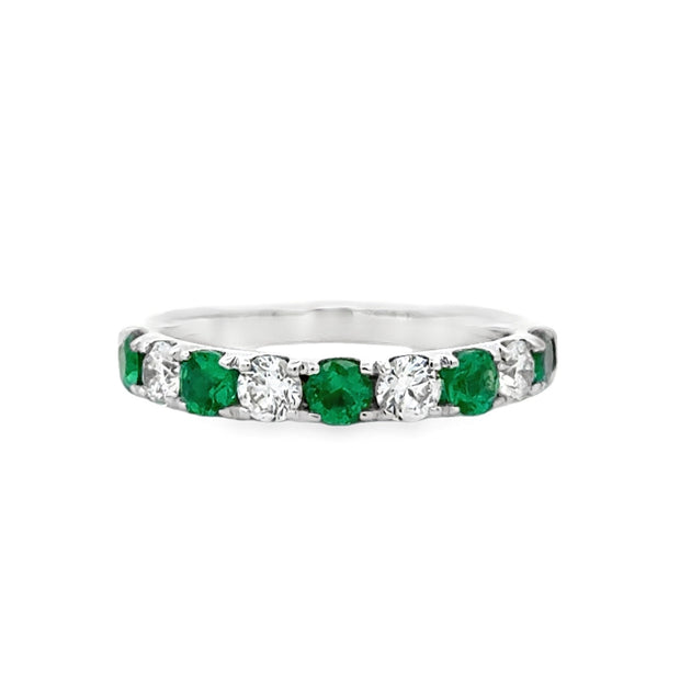David Kord 14K White Gold Emerald & Diamond Ring