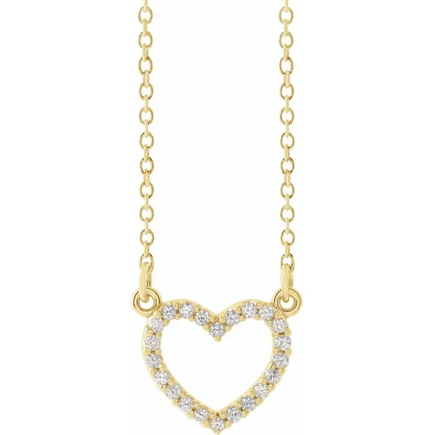 14K Yellow Gold Heart-Shape Diamond Necklace