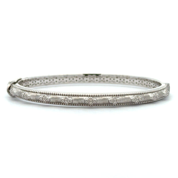 JudeFrances Silver Delicate Provence Beaded Quad Bangle
