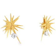 Estate 18K Yellow Gold & Platinum Diamond Starburst Earrings