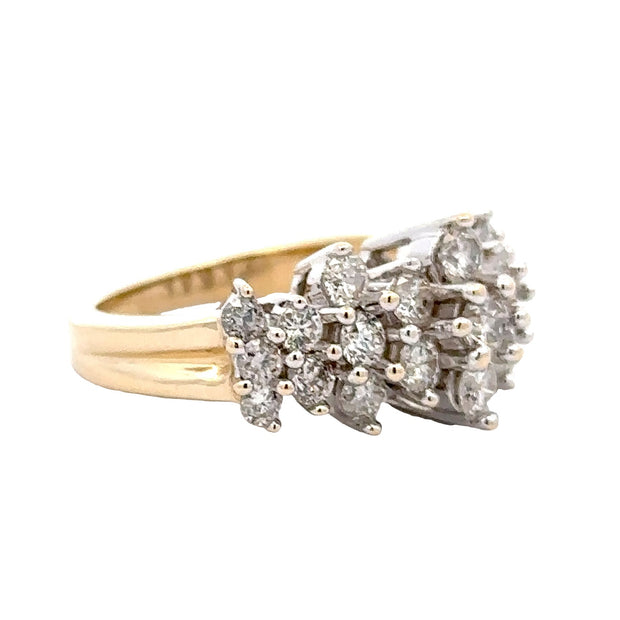 Estate 14K Yellow & White Gold Diamond Cluster Ring