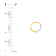 14K Yellow & White Gold Wide Huggie Earrings