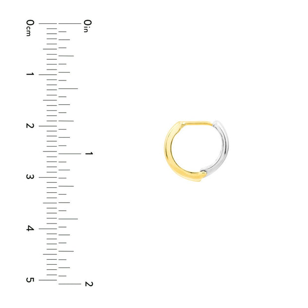 14K Yellow & White Gold Wide Huggie Earrings