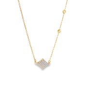 Estate 18K Yellow Gold Pavé Diamond Necklace