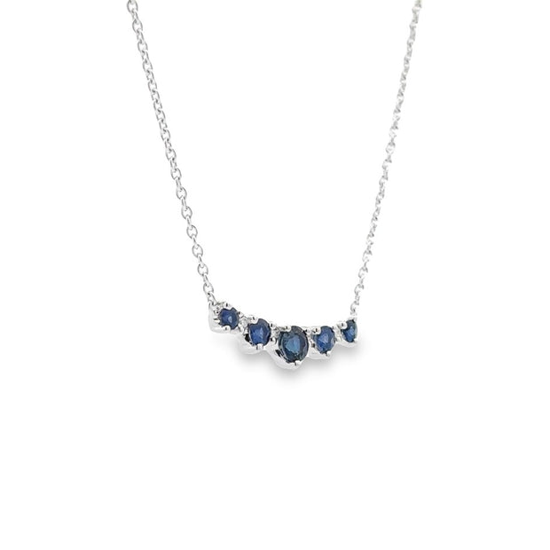 14K White Gold Sapphire & Diamond Bar Necklace