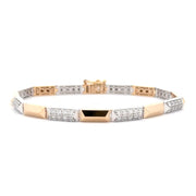 14K Yellow & White Gold Diamond Pyramid Bracelet
