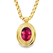 Estate 14K & 18K Yellow Gold Pink Tourmaline Necklace