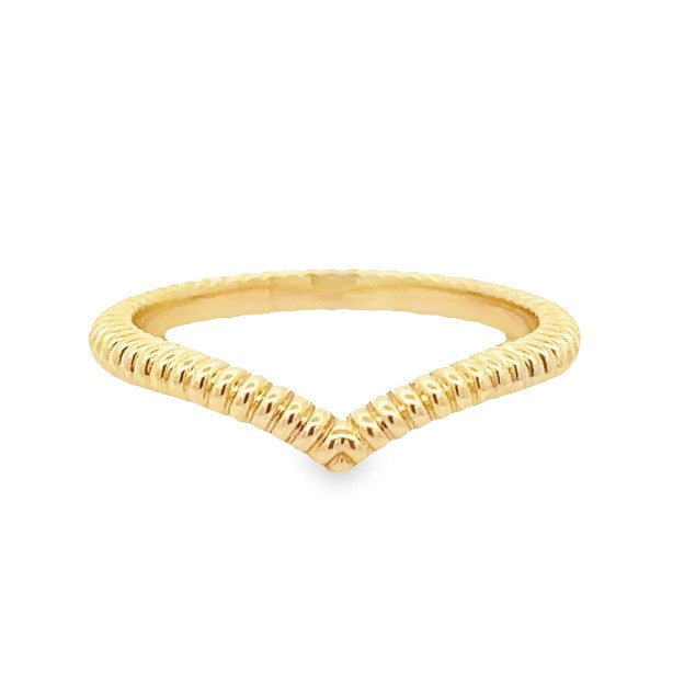 14K Yellow Gold Ribbed Contour Ring