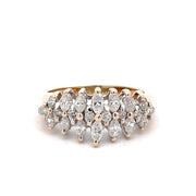 Estate 14K Yellow Gold Marquise & Round Diamond Ring