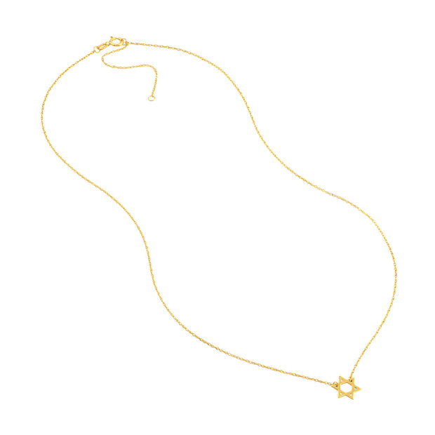 14K Yellow Gold Mini Star of David Necklace