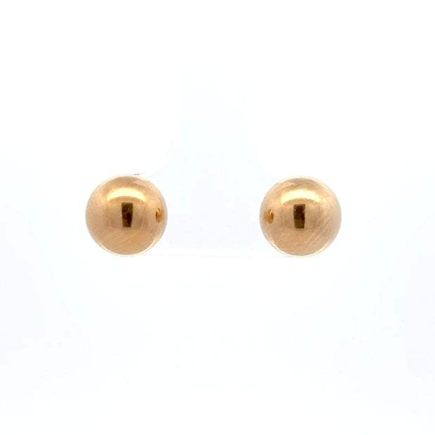 Estate 14K Yellow Gold 8mm Ball Stud Earrings