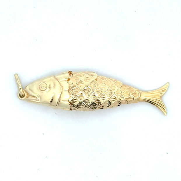Estate 14K Yellow Gold Articulated Fish Pendant