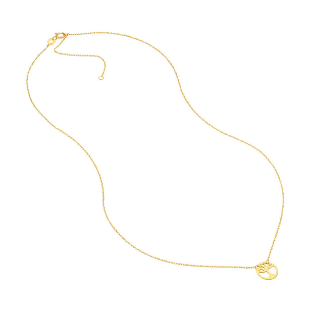 14K Yellow Gold So You Cutout Tree of Life Disc Necklace