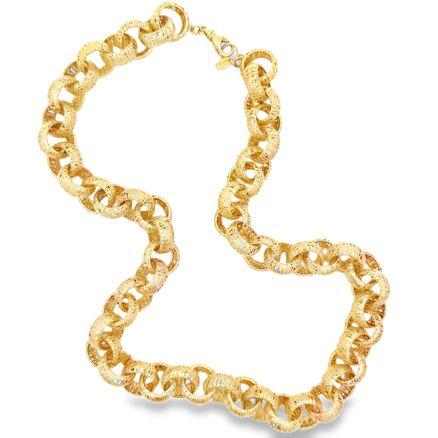 Estate 14K Yellow Gold Mesh-Style Large Link Necklace
