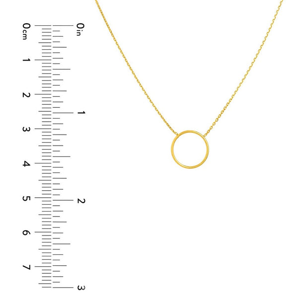 14K Yellow Gold Open Wire Circle Adjustable Necklace