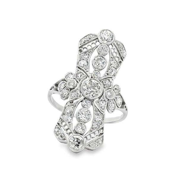 Estate Vintage Platinum Diamond Cocktail Ring