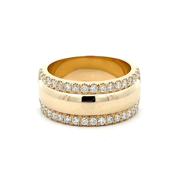 14K Yellow Gold Domed Diamond Ring