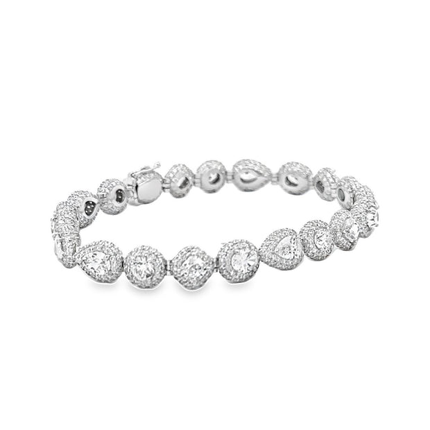 Platinum Multi-Shape Diamond Tennis Bracelet