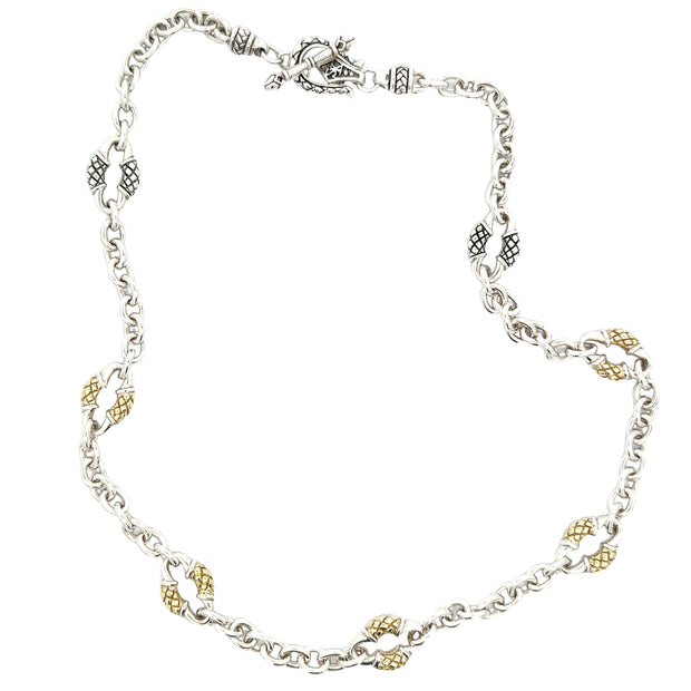 Estate Sterling Silver & 18K Yellow Gold Scott Kay Necklace