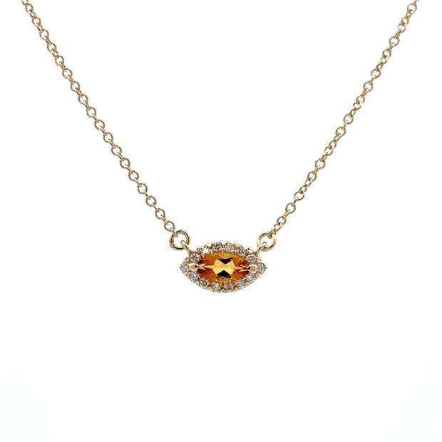 14K Yellow Gold Citrine & Diamond Necklace