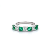 18K White Gold Emerald & Diamond Asscher-Cut Ring