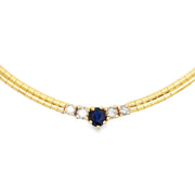 Estate 14K Yellow Gold Sapphire & Diamond Necklace