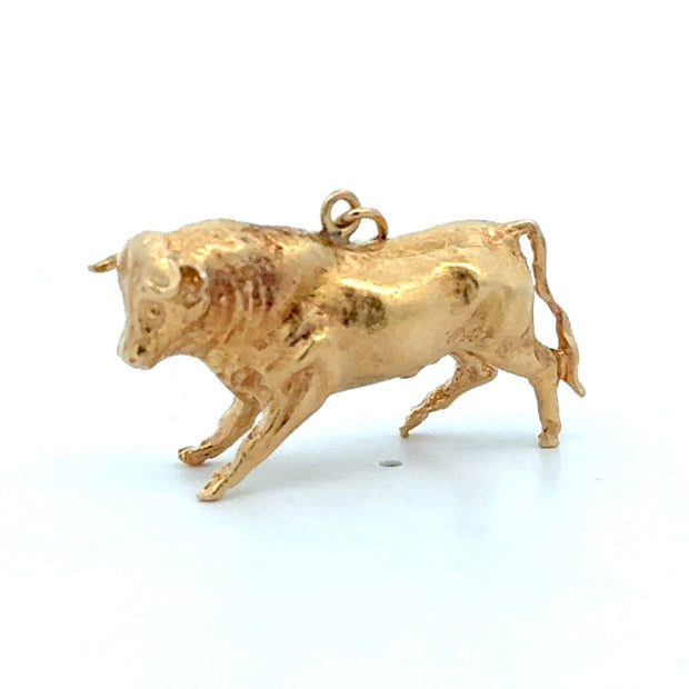 Estate 14K Yellow Gold Bull Charm