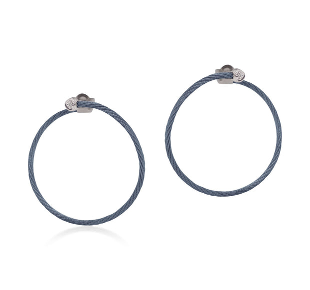 ALOR Blueberry Cable Front to Back Hoop Earrings with 18kt Gold & Diamonds