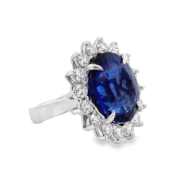 18K White Gold Tanzanite & Diamond Ring