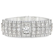 Vintage Wide Platinum Diamond Bracelet