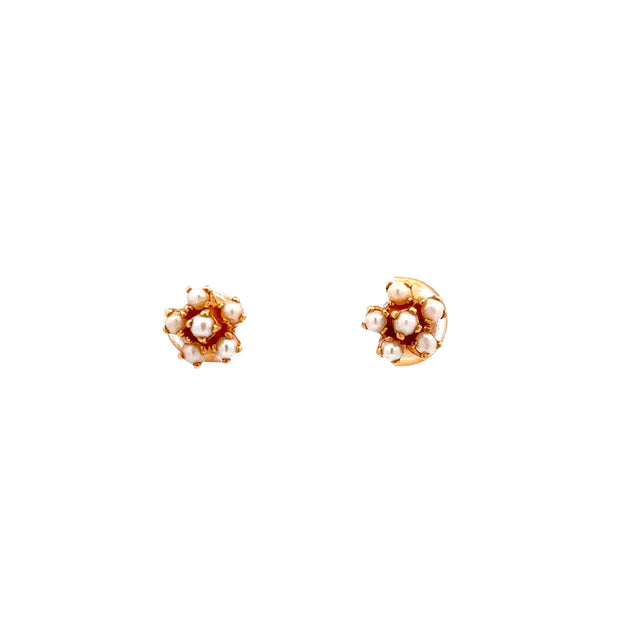 Estate 22K Yellow Gold Pearl Earrings