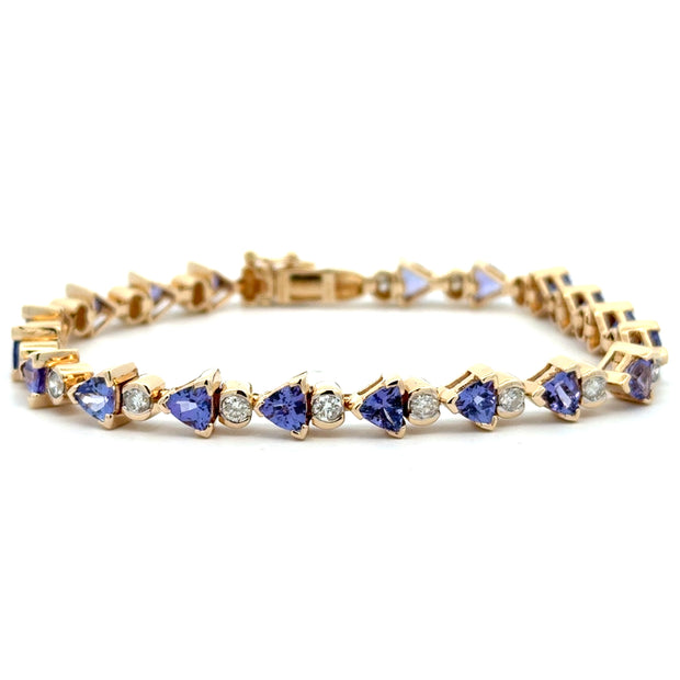 Estate 14K Yellow Gold Tanzanite & Diamond Bracelet
