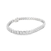 18K White Gold Emerald-Cut Diamond Tennis Bracelet